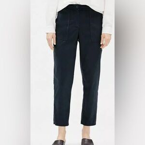 Eileen Fisher Organic Cotton Twill Ankle Pants in Navy Blue